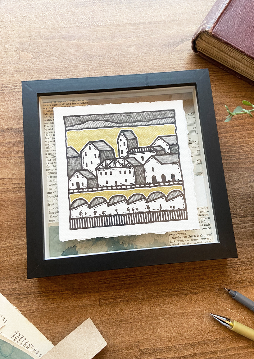 The Golden Town - Framed Original Artwork