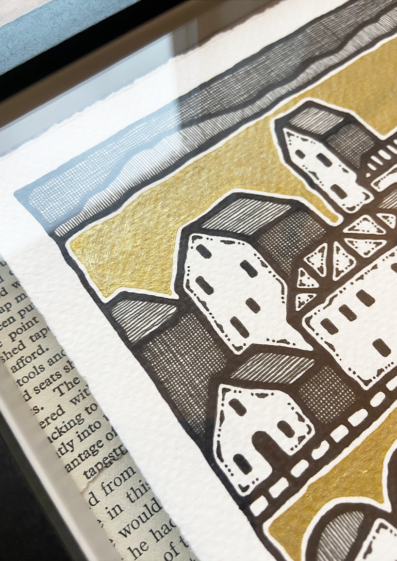 The Golden Town - Framed Original Artwork