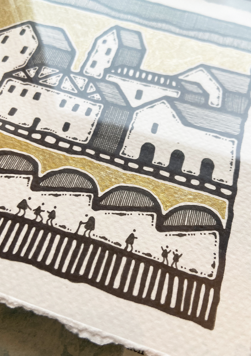 The Golden Town - Framed Original Artwork