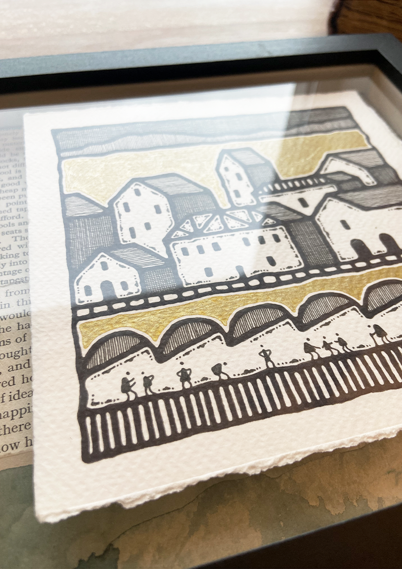 The Golden Town - Framed Original Artwork