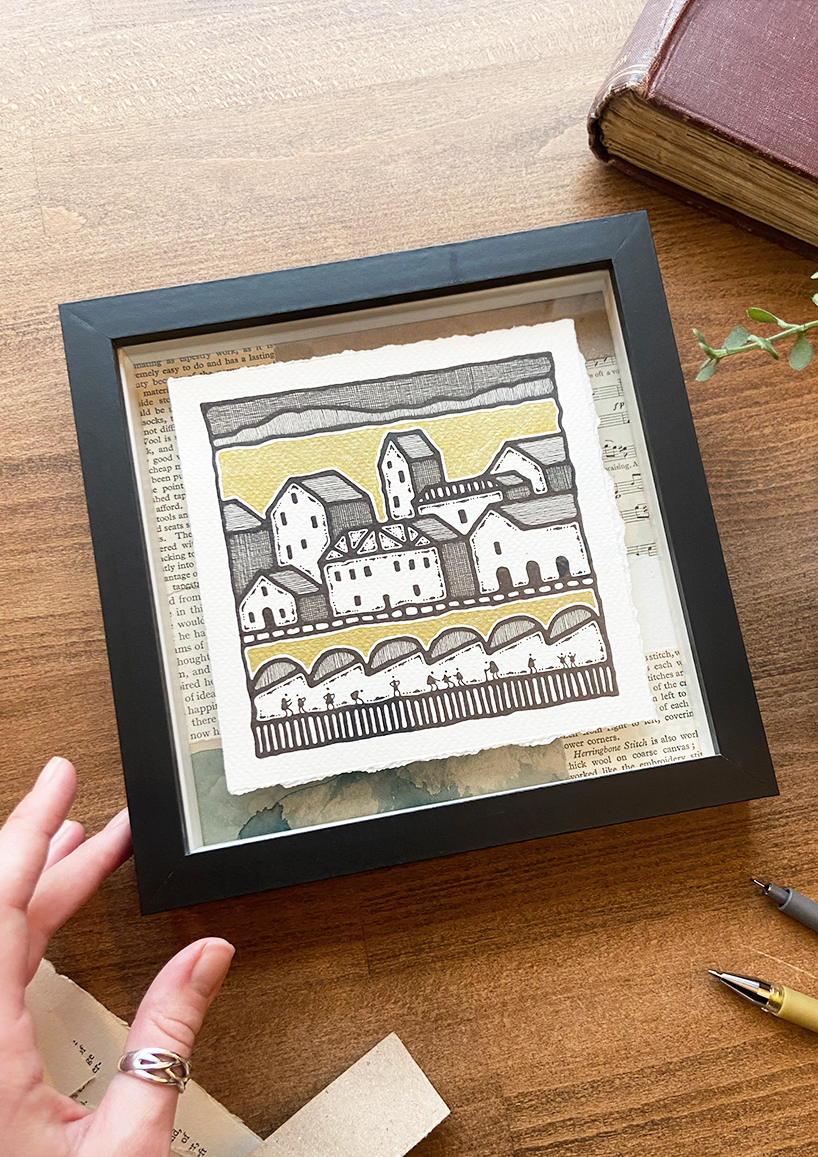 The Golden Town - Framed Original Artwork