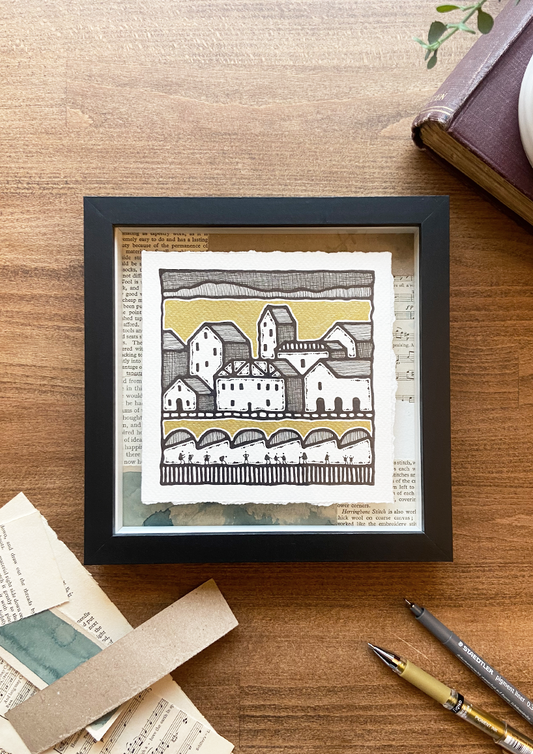 The Golden Town - Framed Original Artwork