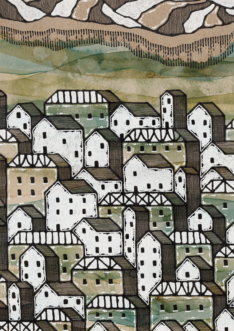 The Hillside Town - Art Print