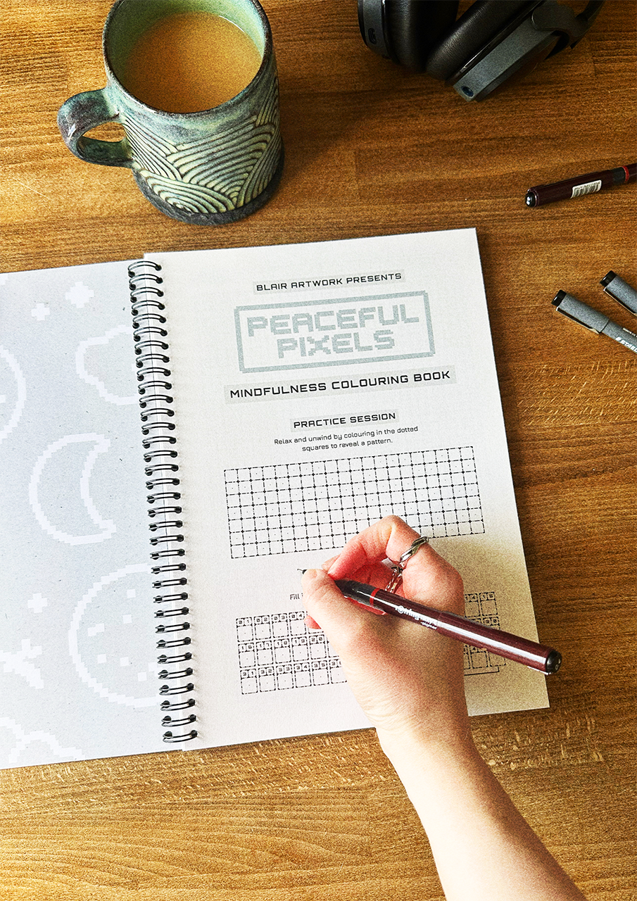 Peaceful Pixels Colouring Book