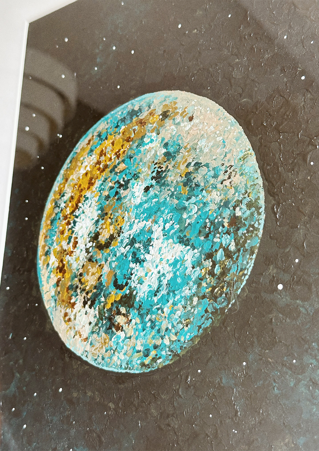 Abstract paint in blues and oranges