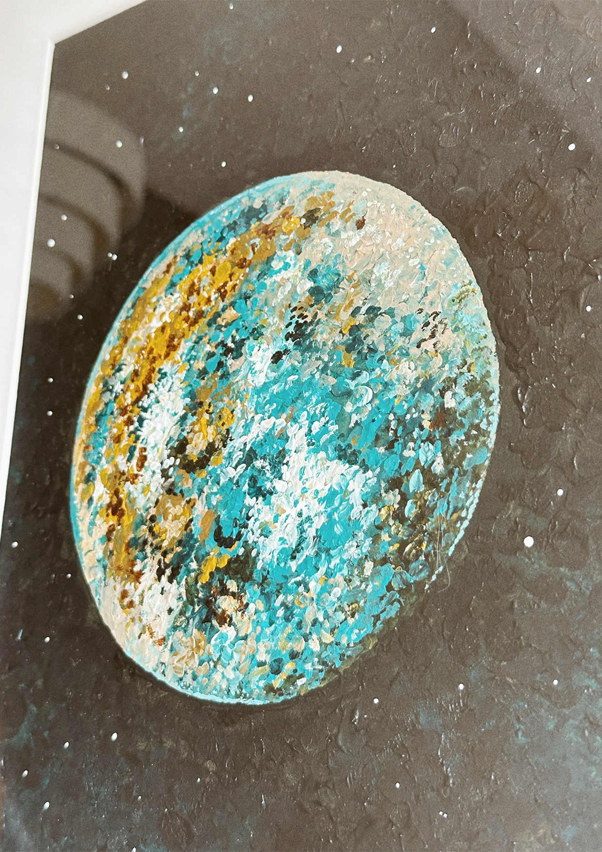Abstract paint in blues and oranges