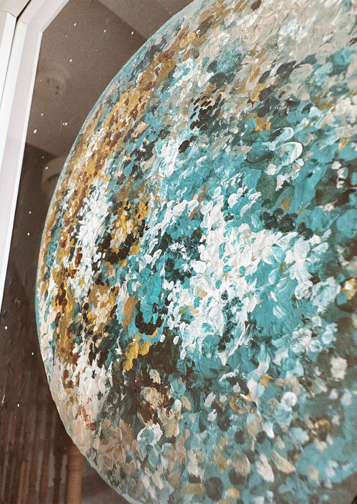 Abstract paint in blues and oranges