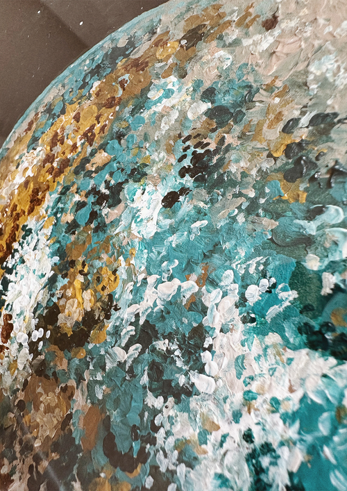 Abstract paint in blues and oranges