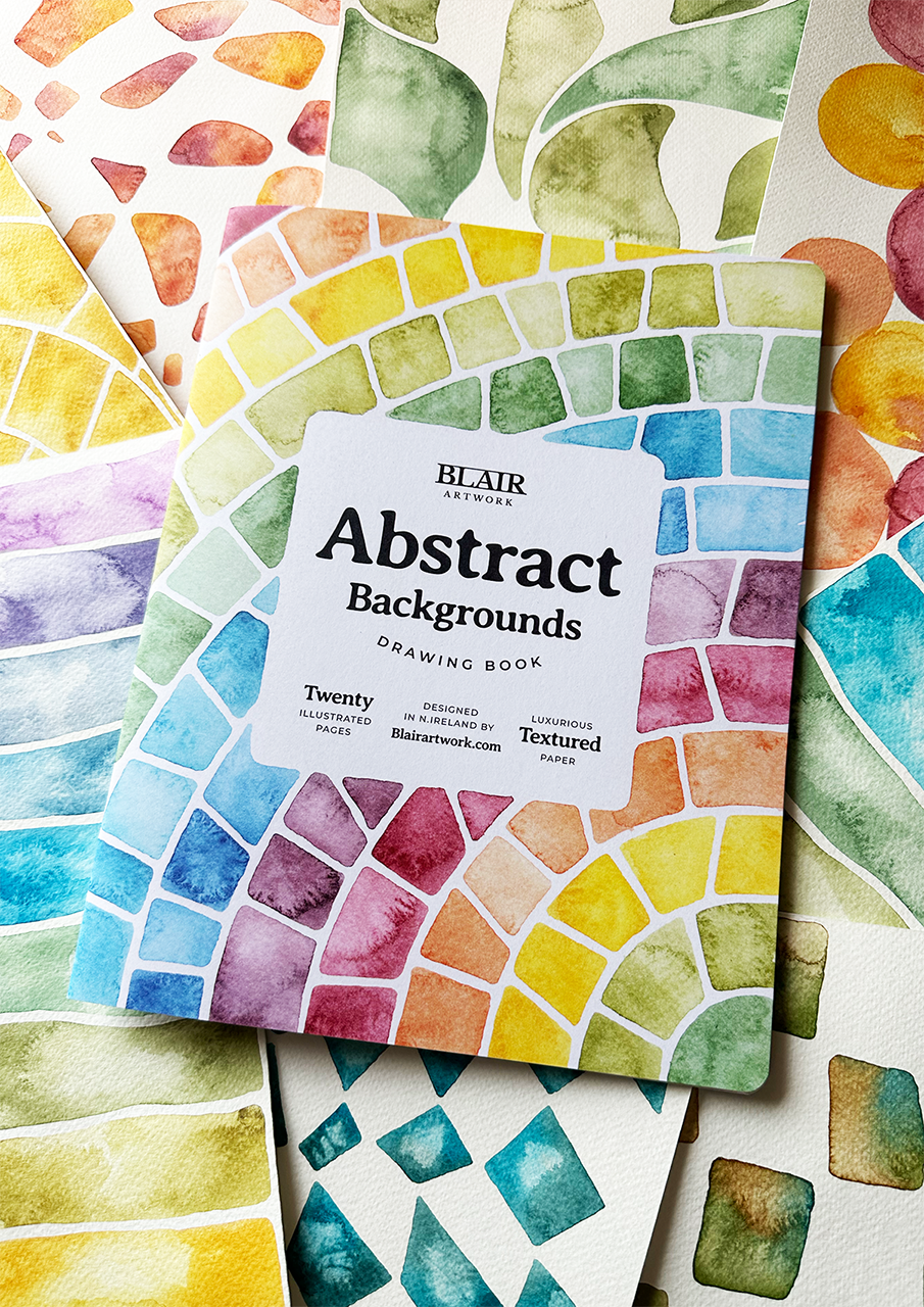 Colourful abstract design book by Blair on a colourful background