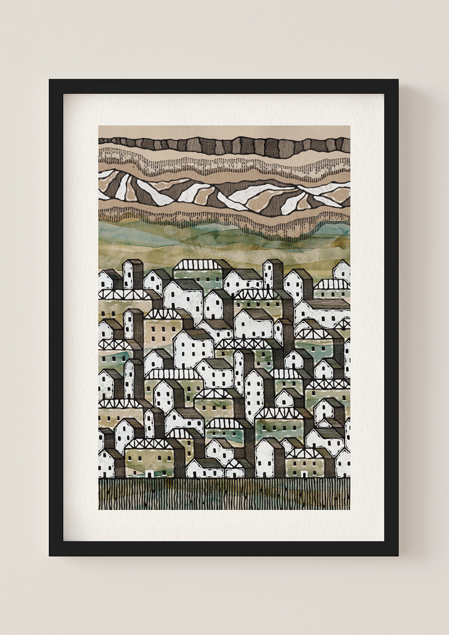 The Hillside Town - Art Print