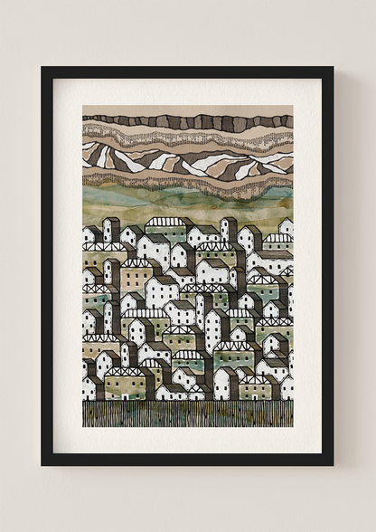 The Hillside Town - Art Print