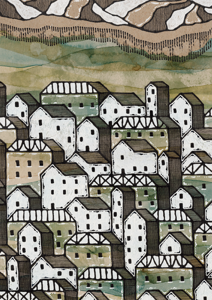 The Hillside Town - Art Print
