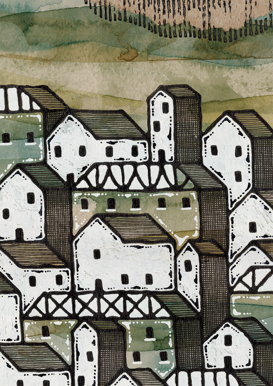 The Hillside Town - Art Print