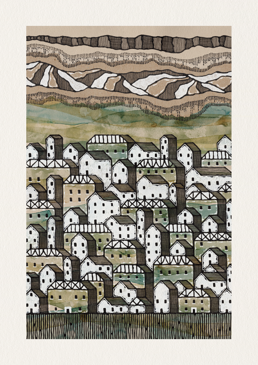 The Hillside Town - Art Print