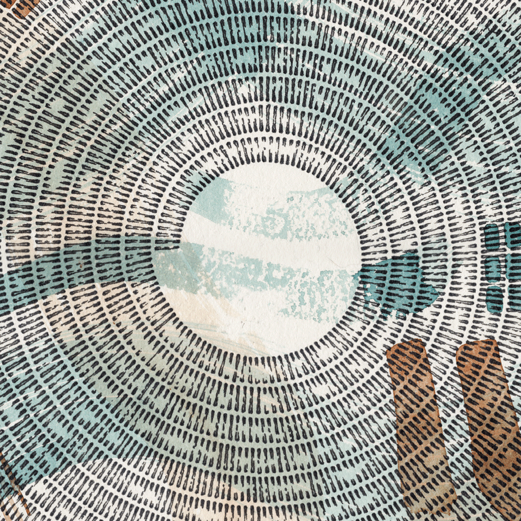 Abstract illustration in black, blue and brown