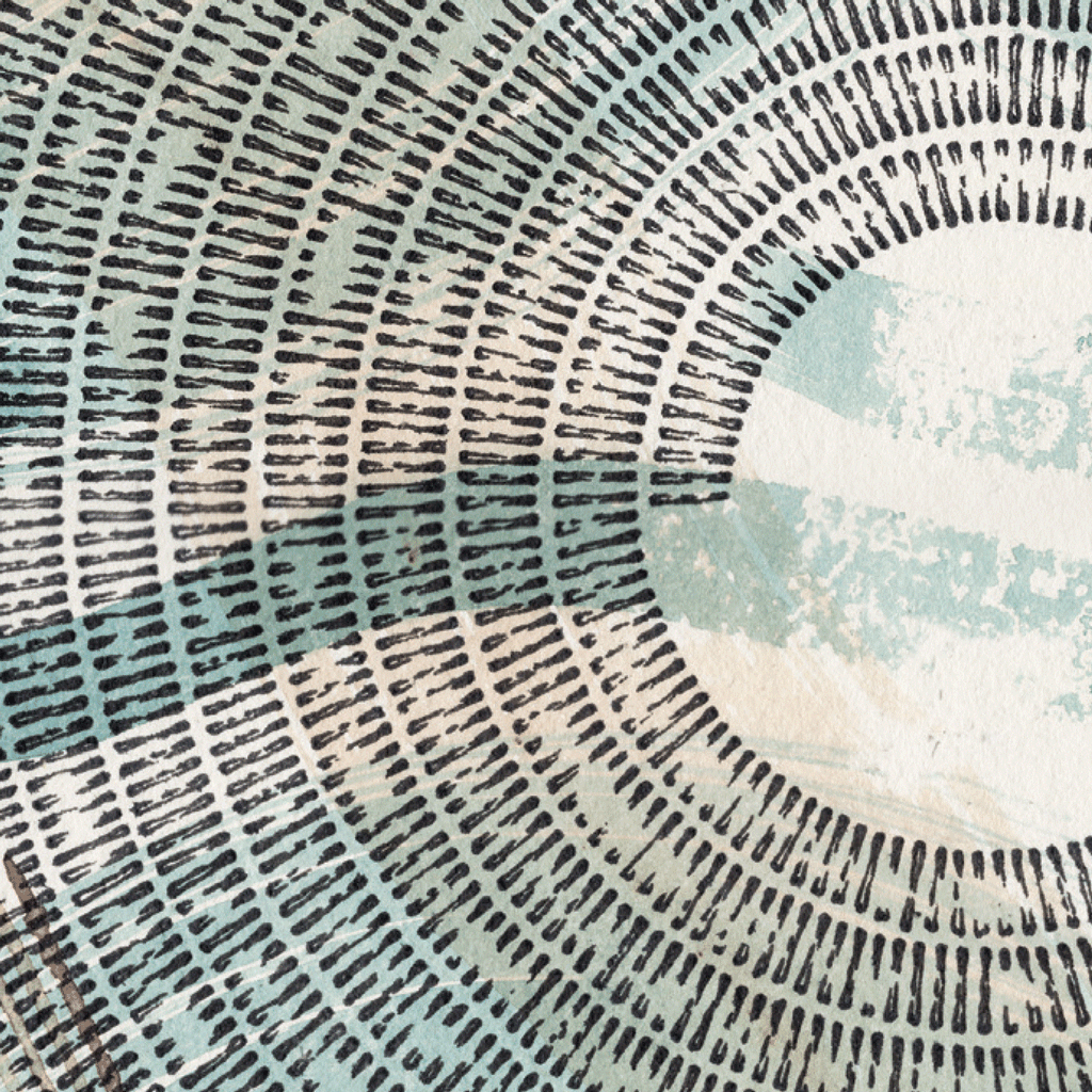 Abstract illustration in black, blue and brown