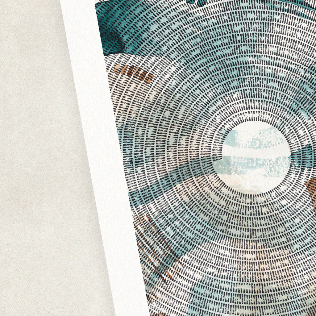 Abstract illustration in black, blue and brown