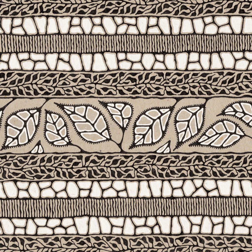 Illustration of leaves in white, black and brown