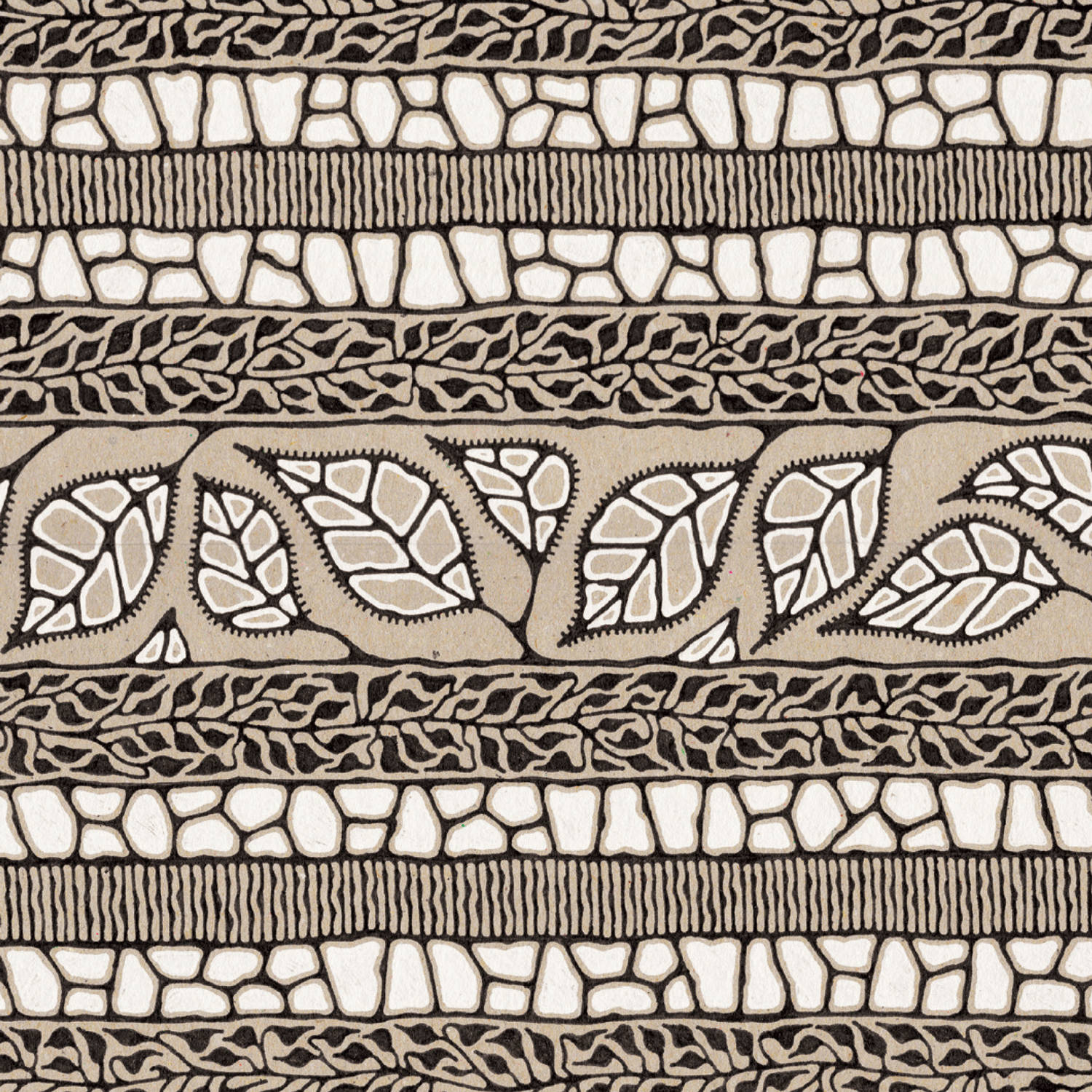 Illustration of leaves in white, black and brown