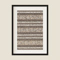 Illustration of leaves in white, black and brown in frame