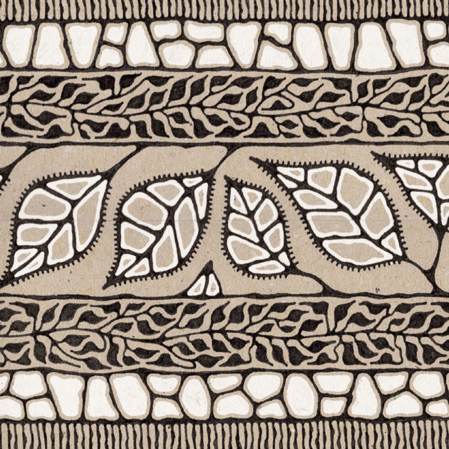 Illustration of leaves in white, black and brown