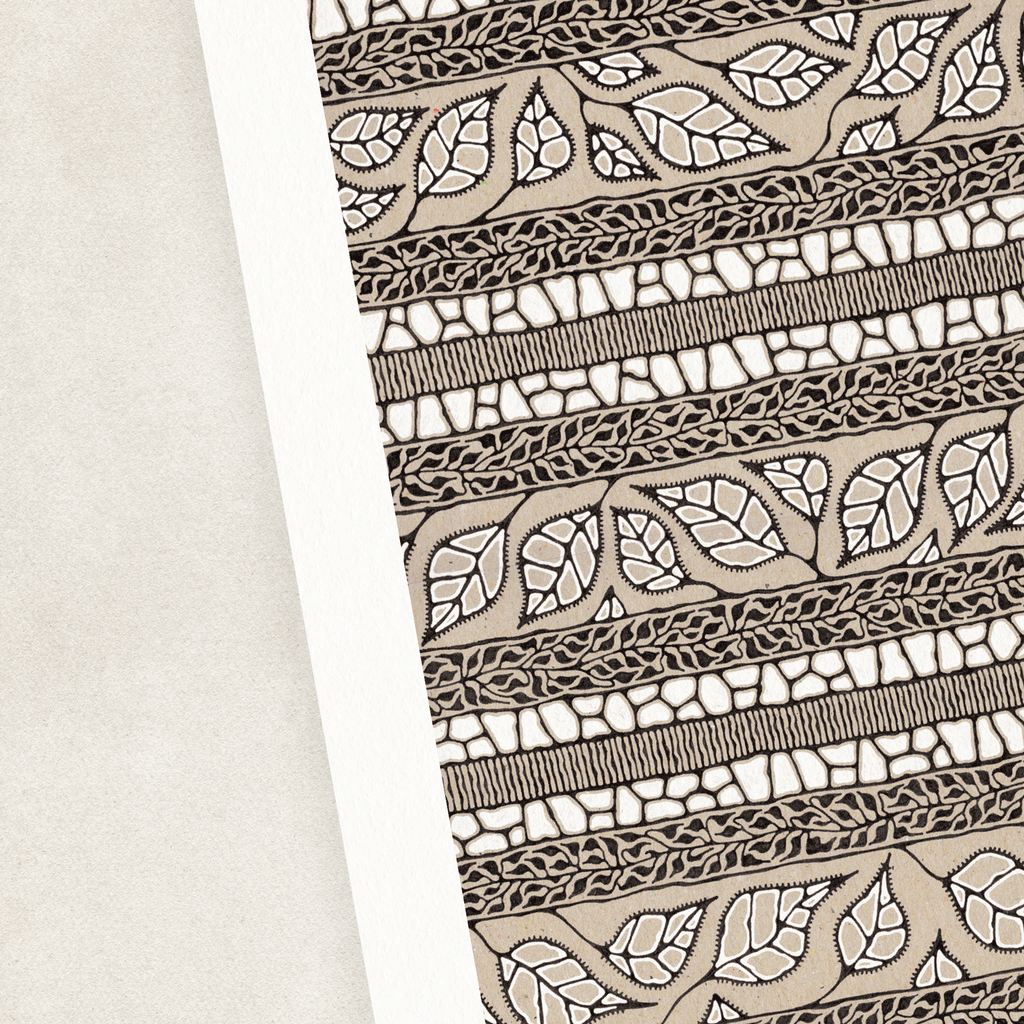 Illustration of leaves in white, black and brown