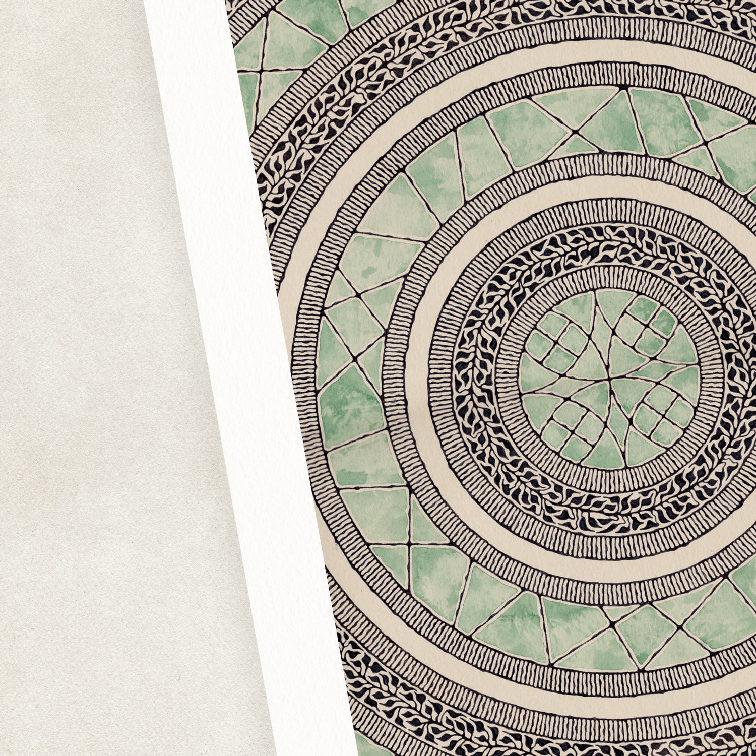 Abstract mandala illustration in green and black