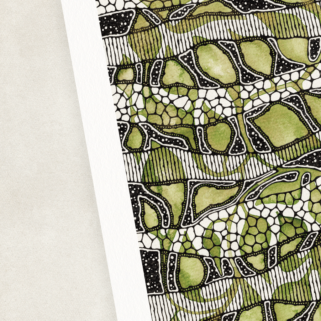 Abstract illustration in green and black leaves 