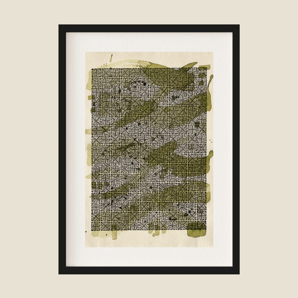 Abstract illustration in green and black in frame