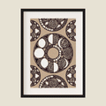 Abstract illustration in brown, black and white in a frame