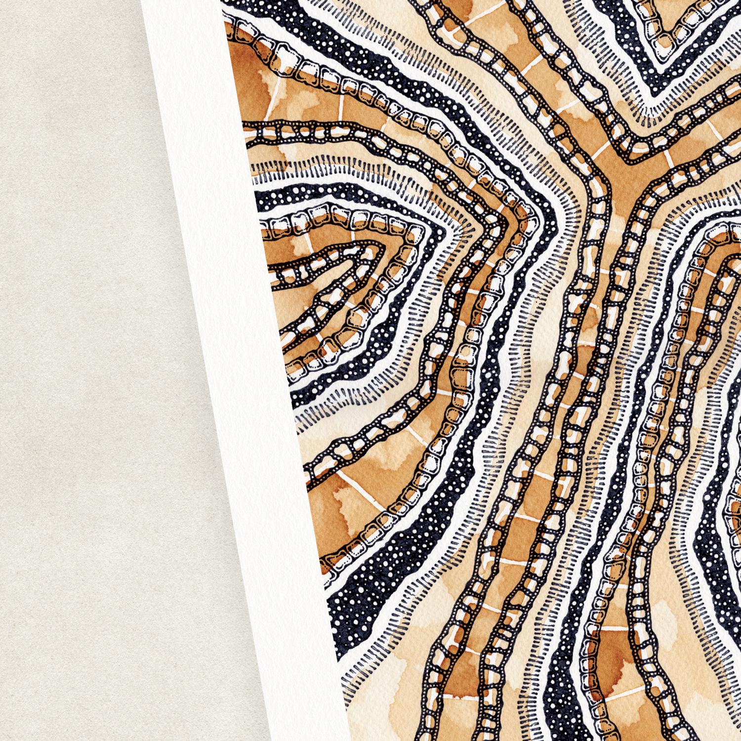 Abstract illustration in orange black and white
