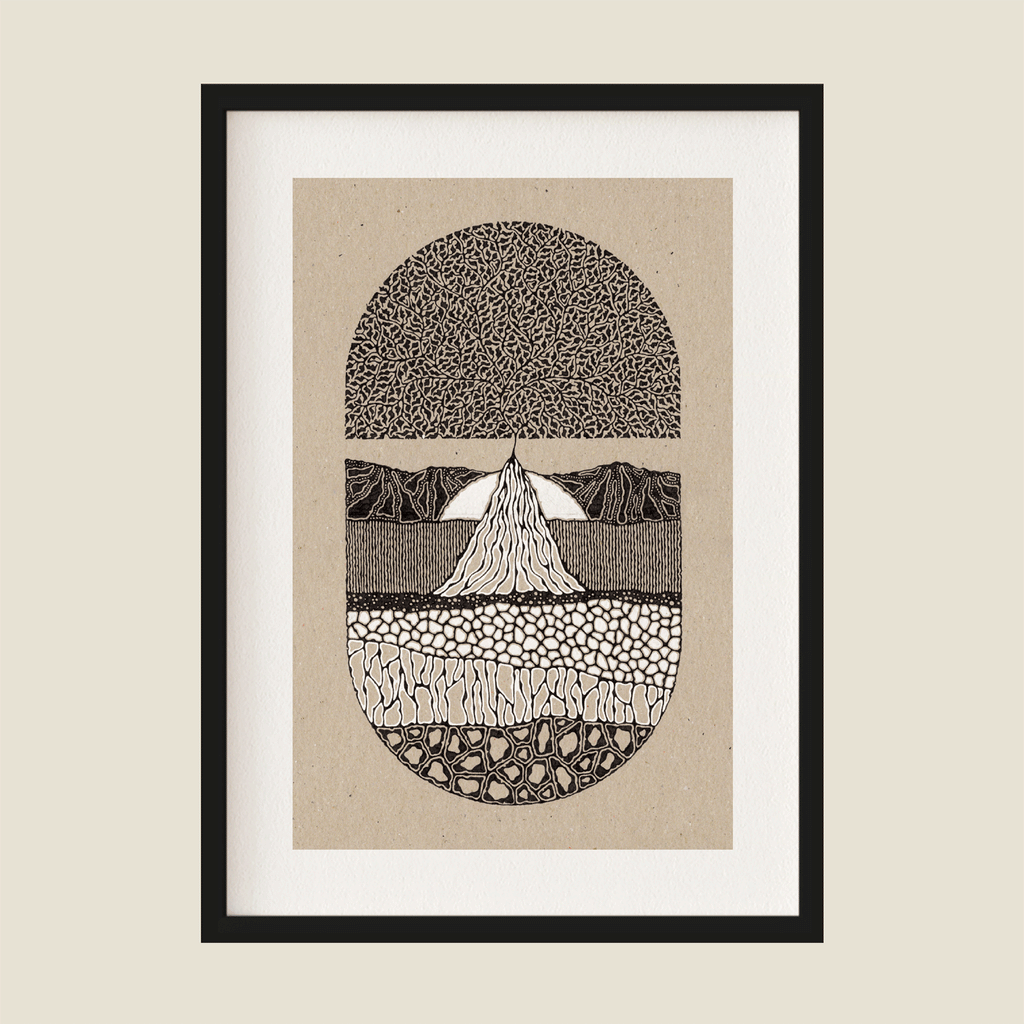Tree illustration in a frame