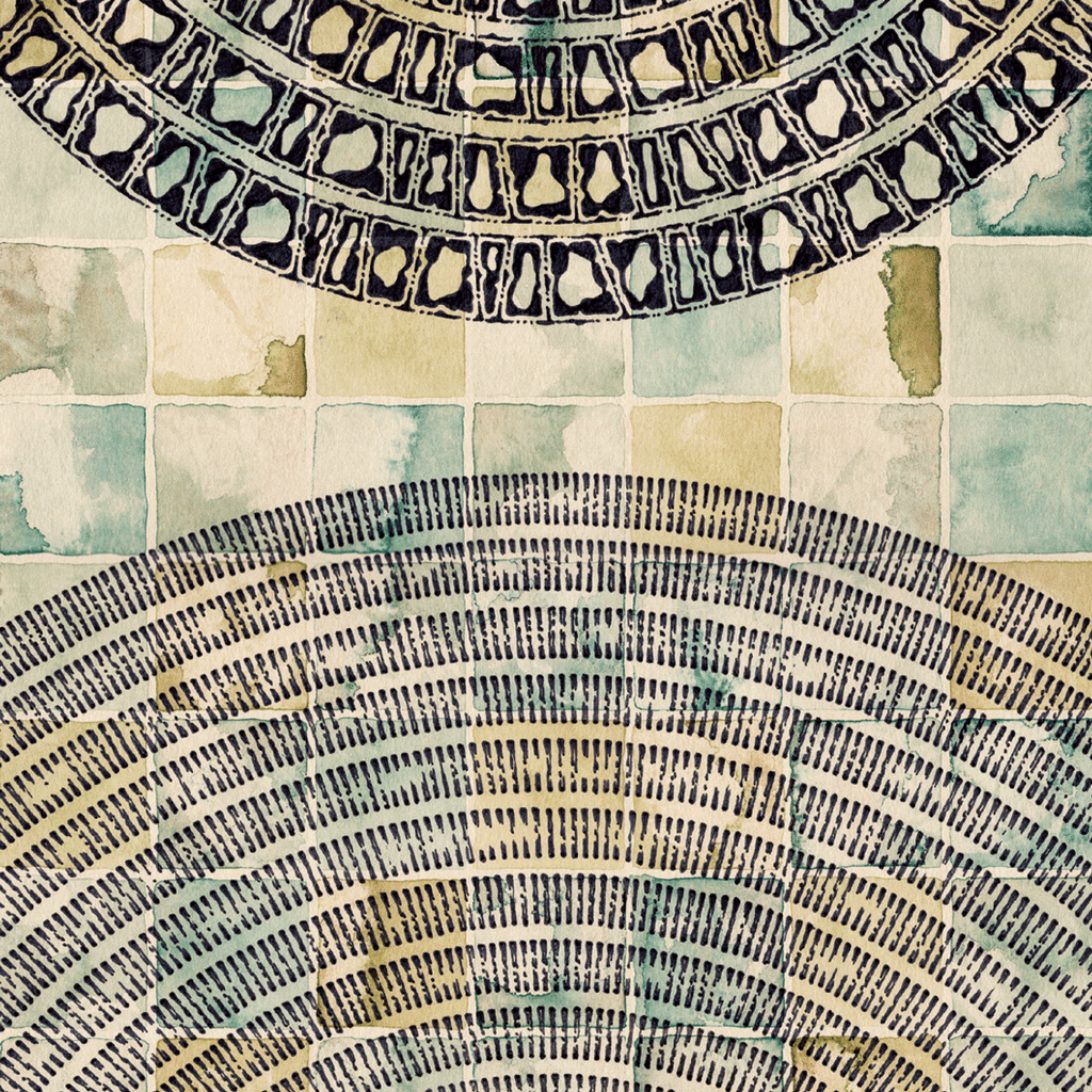 Black pen pattern on watercolour 