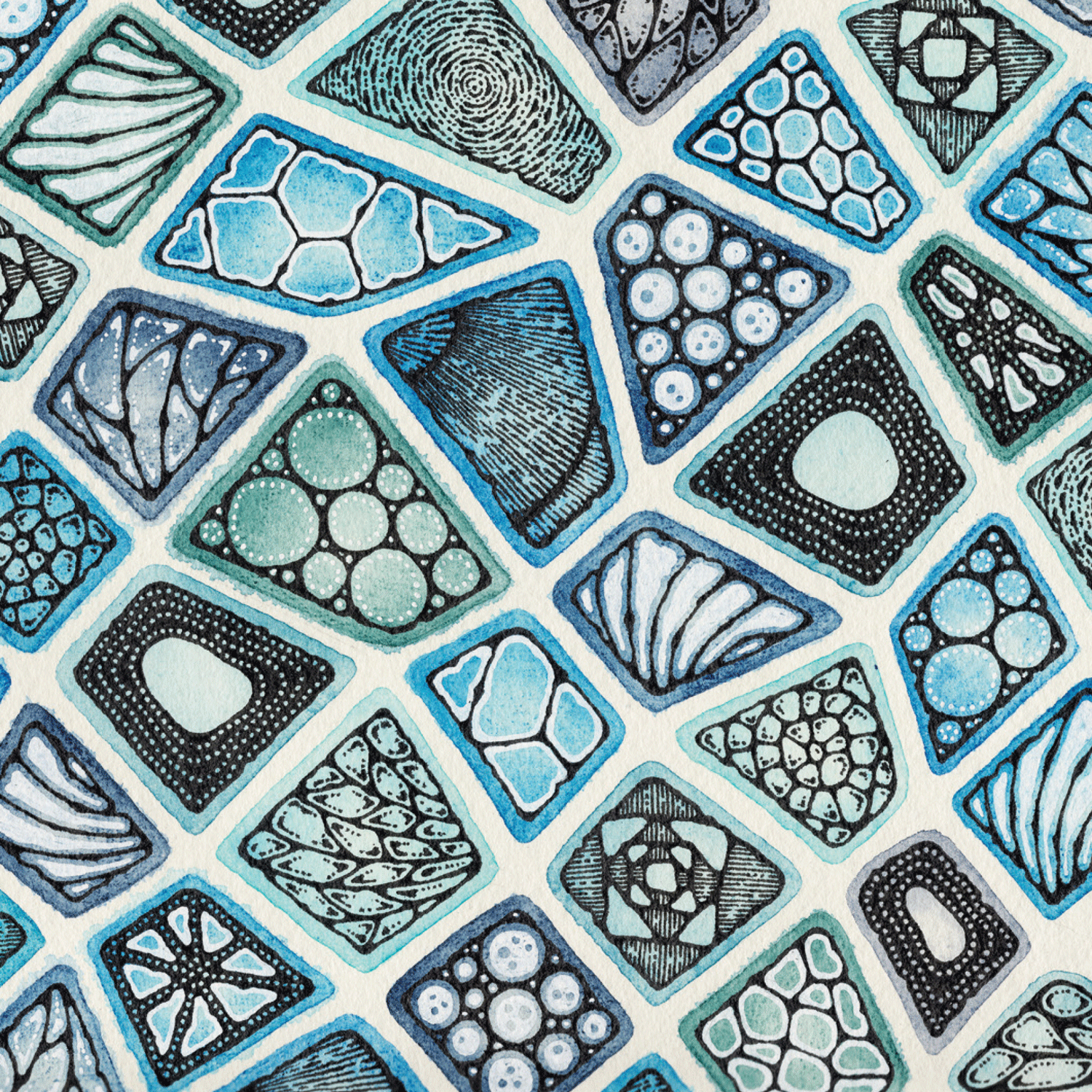 Colourful blue pattern art 