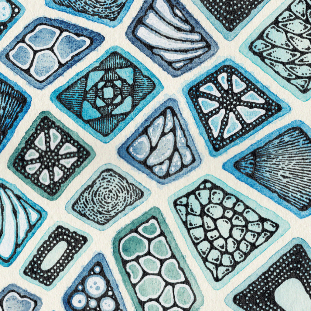 Colourful blue pattern art 