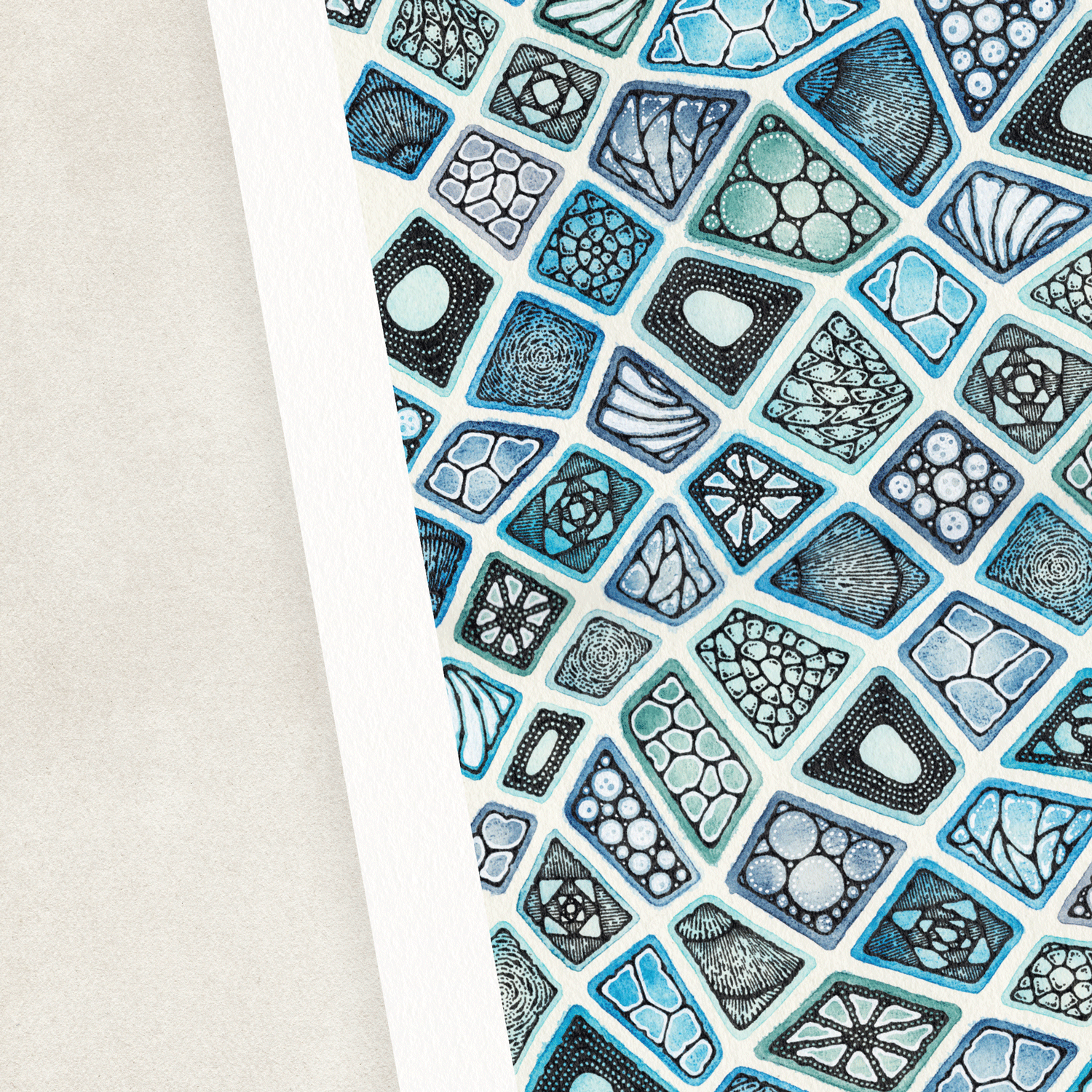 Colourful blue pattern art 