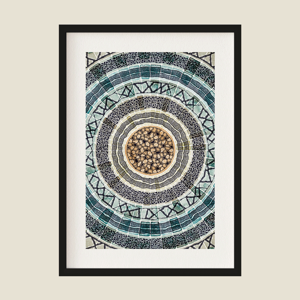 Colourful pattern art in frame