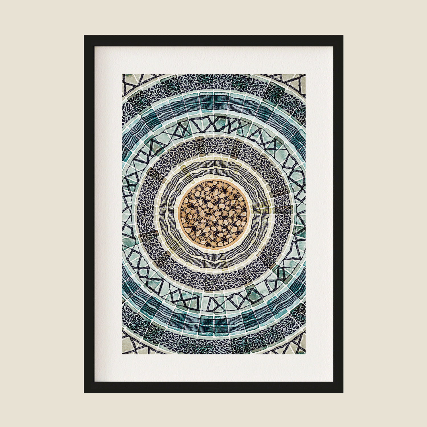 Colourful pattern art in frame