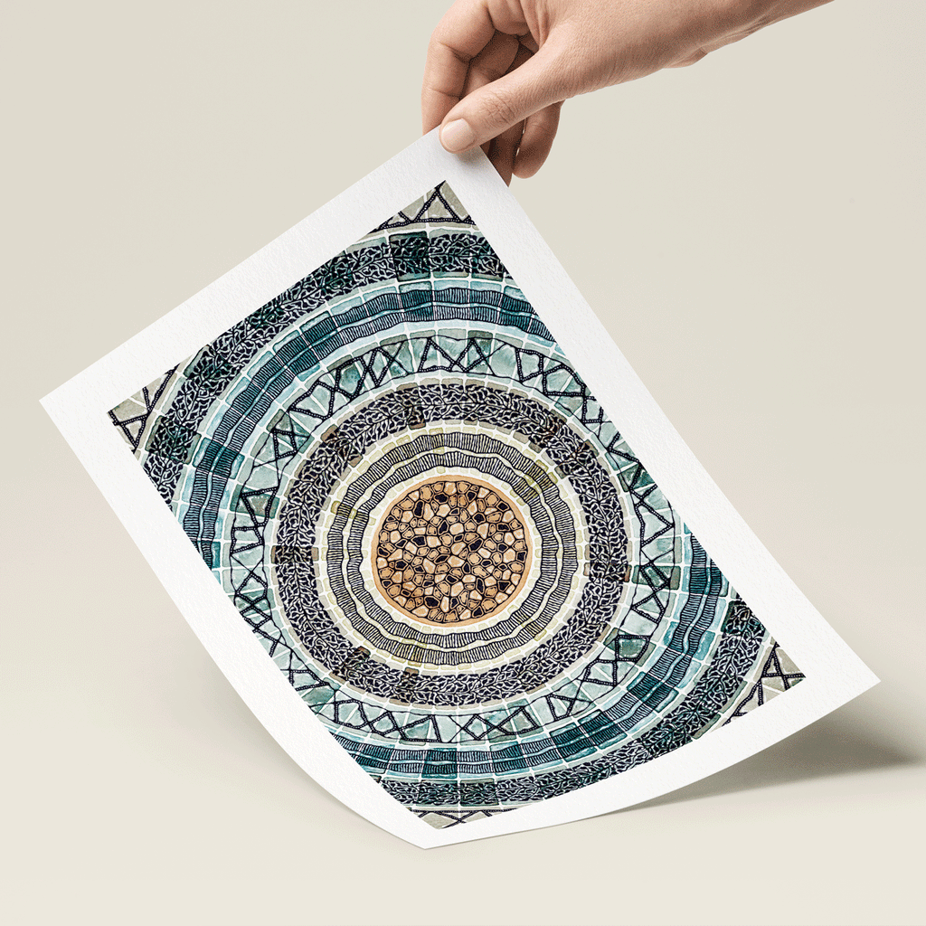 Hand holding colourful pattern art 