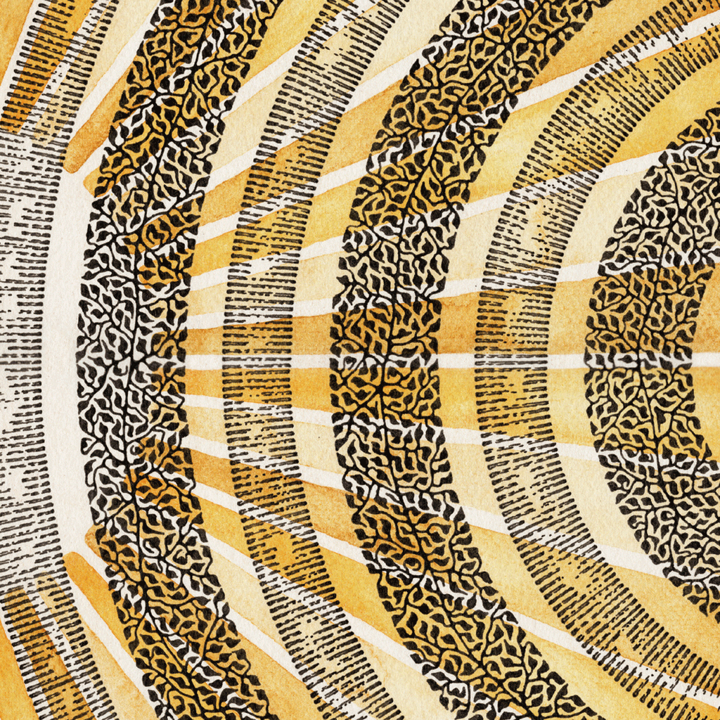 Yellow, black, and white art 
